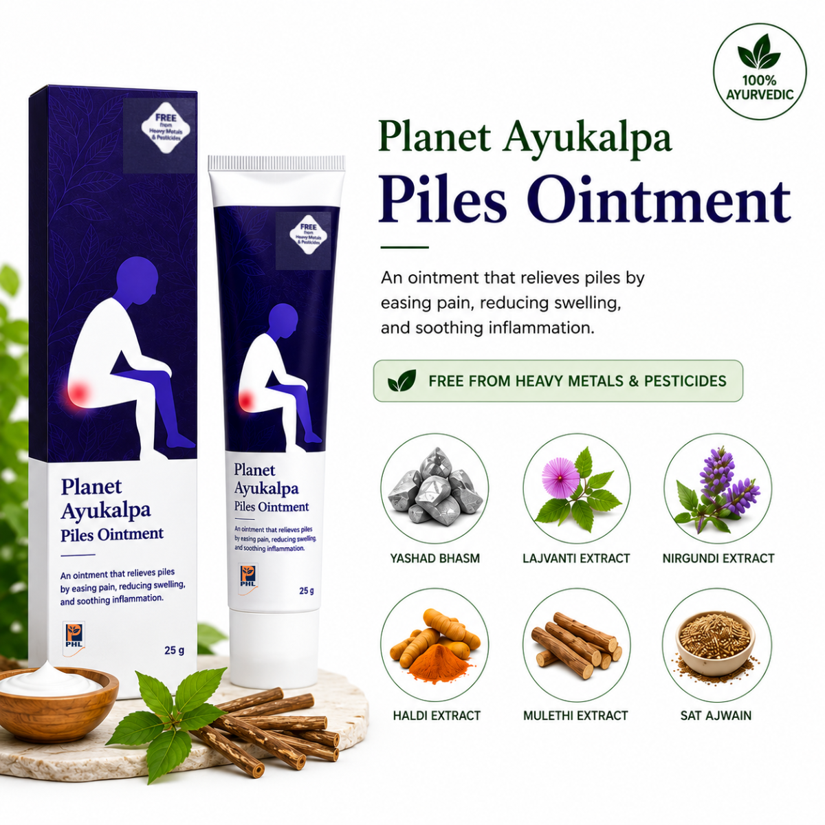 Planet Ayukalpa Piles Ointment - Soothe Piles & Eases Pain