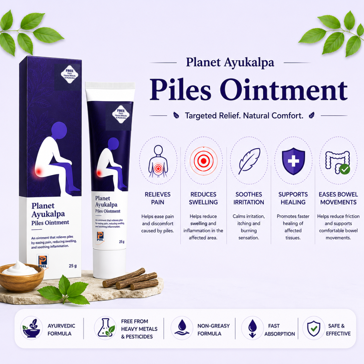 Planet Ayukalpa Piles Ointment - Soothe Piles & Eases Pain