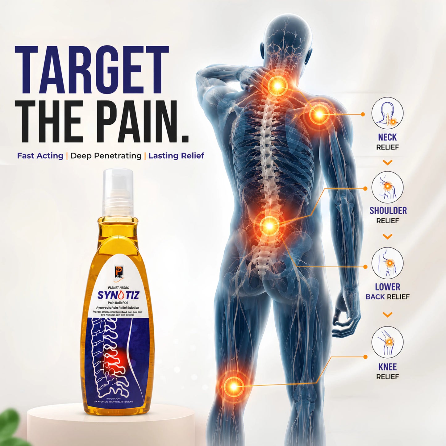 Synotiz Pain Relief Oil for Back, Neck, Shoulder & Joint Pain